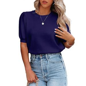 Женский свитер топ с круглым вырезом базовый вязаный пуловер легкий повседневный Seoria, Royal Blue