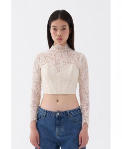 Женская кружевная блузка в стиле корсета NOCTURNE, Open white