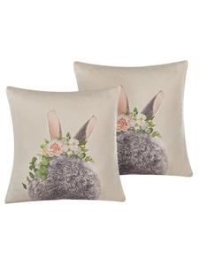 Beliani Комплект из 2 декоративных подушек FATSIA серо-бежево-зеленого цвета