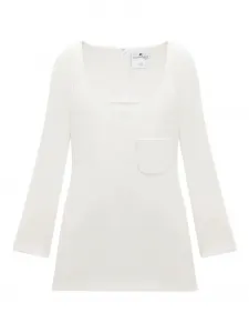 Мини-платье с квадратным вырезом Courrèges, белый