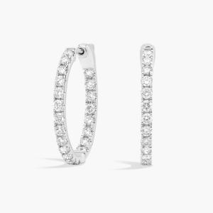 Круглые серьги-кольца Inside Out, диаметр 3/4 дюйма, из 14-каратного белого золота (1 1/2 карата, чистота - HI / SI1-SI2) Blue Nile