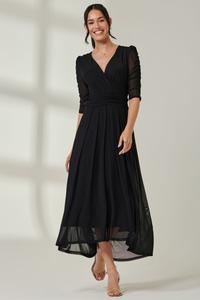 Платье макси из сетки с присборенными рукавами Aneissa Jolie Moi, черный
