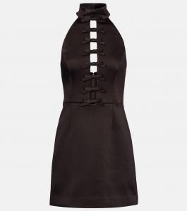 Мини-платье-халтер с вырезом и бантом Rebecca Vallance, коричневый