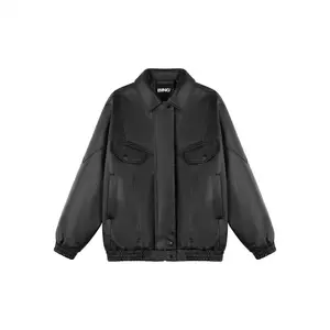 Кожаная куртка унисекс черная BING, кофе (в комплекте носки)