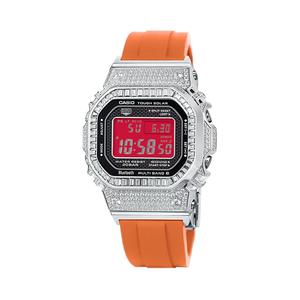 Часы Casio G-Shock Full Metal GMW-B5000 Series, смола, арт. GMW-B5000D-1, оранжевый/белый ледяной