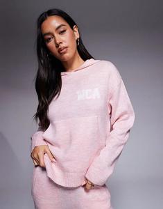 Weekend Collective — трикотажная толстовка с капюшоном и университетской графикой в ​​розовом цвете