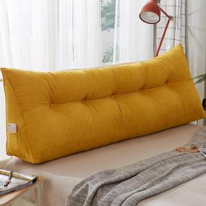 Треугольная подушка COZMAX для чтения в постели, с боковыми карманами, оранжево-желтая