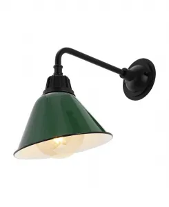 Настенный светильник Croydon 24 см, 1 лампа, в стиле фермерского дома и индастриал, для внутреннего и наружного использования, с железным кронштейном типа "гусиная шея" Jonathan Y, белый/зеленый