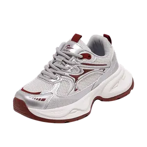 BOLE Амортизирующие износостойкие массивные низкие кроссовки женские бордовые, цвет Burgundy