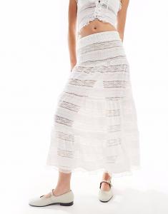Юбка макси из фактурного кружева белого цвета Asos Design