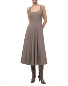 Легкое платье Wells в клетку «гусиная лапка» Staud