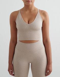 Бесшовный бюстгальтер-бралетт Aim'n Beige меланжевой формы с перекрещивающимися чашечками, бежевый