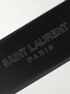 Зажим для денег цвета оружейной стали с гравировкой логотипа SAINT LAURENT, черный