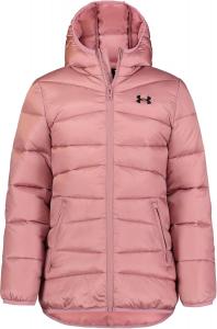 Under Armour детская стеганая пуховая куртка, передние карманы и капюшон сзади, средней плотности и водоотталкивающая, Pink Elixir
