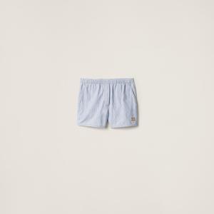 Бермудасы из полосатого шамбре MIU MIU, сапфирово-синий