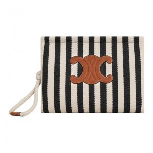 Футболка из ткани с клатчем из телячьей кожи Женская черно-белая CELINE