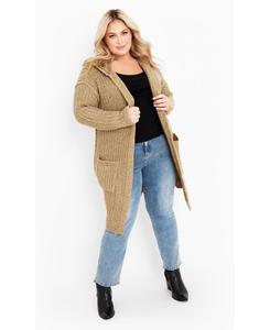 Женский мягкий вязаный кардиган с капюшоном Челси AVENUE, Chai
