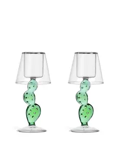 Набор desert plants из двух подсвечников, 18,5х8,5 см, Ichendorf Milano, зеленый