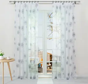 Штора из вуали (1 шт.) с узором Одуванчики, присборенная лента, полупрозрачная, спальня, гостиная, В x Ш 225 x 140 см Joyswahl