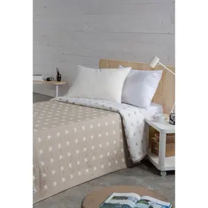 Покрывало для кровати my home Yolanda стеганое покрывало для детей и взрослых с реверсивным дизайном, смесь хлопка, с легкой набивкой, звезды My Home, бежевый