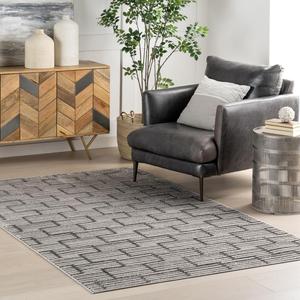 Ковер nuLOOM, 153 x 244 см, Xanthe Geometric для гостиной спальни столовой, Grey