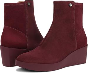Женские ботильоны на танкетке Vionic Skylar - удобные ботинки и поддерживающая обувь для ходьбы с встроенной поддержкой свода стопы, Portwine Suede/Stre