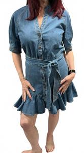 Джинсовое мини-платье с короткими рукавами в синем цвете FATE