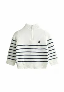 Джемпер в полоску с половинной молнией, стандартного кроя. Jojo Maman Bébé, Cream Navy Stripe
