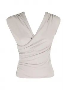 Блузка с драпировкой и V-образным вырезом The Andamane, бежевый