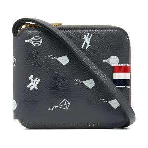 Кошелек из коровьей кожи мужской черный THOM BROWNE