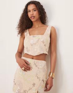 Розовый топ с вышивкой и пайетками Asos Design