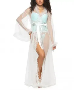 Женский пеньюар из тюля с широкими рукавами и оборками Jezebel, белый