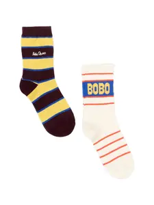 Набор из двух пар полосатых носков Bobo Choses, коричневый
