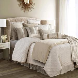H HIEND ACCENTS Покрывало HiEnd Accents Fairfield Linen с ромбовидной стежкой в деревенском стиле Cream, Tan