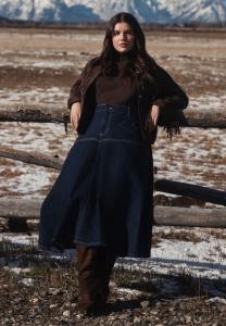 Женская джинсовая макси-юбка с декоративным швом ELOQUII, Dark rinse