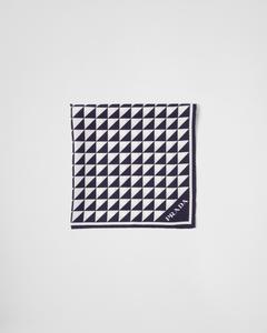 Платок из принтованного шелкового твила 55x55 Prada, синий