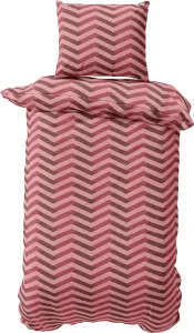 Комплект постельного белья 155x220 см, пододеяльник из джерси и хлопка, комплект постельного белья Zig Zag, бордовый, розовый, красный, 2 предмета Visaggio