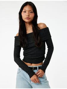 Футболка LS антрацитового цвета KOTON