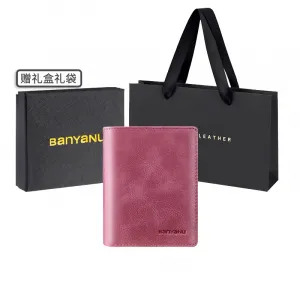 Banyanu Кожаный картхолдер для мужчин, Mauve-Money Slot-Anti-Skimming