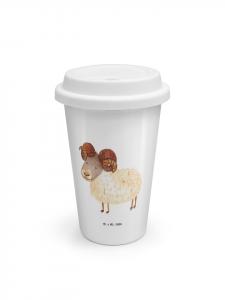 Mr. & Mrs. Panda Термокружка с изображением знака зодиака Овен, без надписей, белого цвета