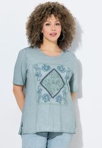 Футболка Ulla Popken PAISLEY SHORT SLEEVE GRAPHIC, Light Moss Green/Mint