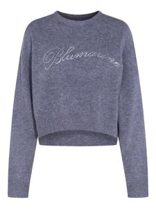 Шерстяной свитер Blumarine, украшенный кристаллами, серый