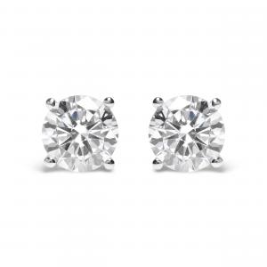 Серьги-гвоздики с четырьмя зубцами и винтовыми застежками из 14-каратного белого золота 5,00 карат, с круглыми бриллиантами бриллиантовой огранки, сертифицированные IGI Haus Of Brilliance, белый