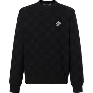 Свитер Lv с вышивкой из шерсти Damier LOUIS VUITTON, черный