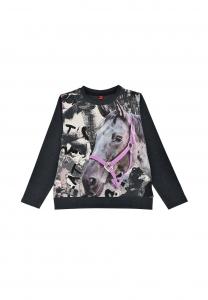 Топ Alpenglück LANGARM 'PFERD', Schwarz/Black