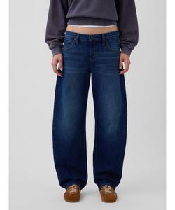 (W) Джинсы с низкой посадкой и бочкообразным кроем