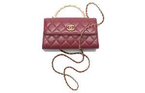 Кожаный чехол для телефона, Сумка, Плечевая сумка, Кросс-боди CHANEL Бордовый