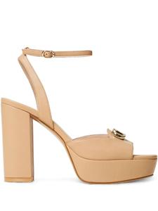 120 мм кожаные сандалии TWINSET, коричневый