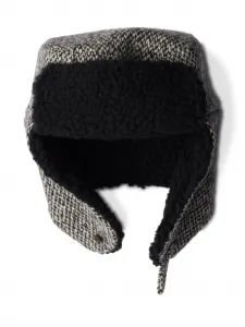 Шапка-ушанка в ломаную клетку Prada, черный