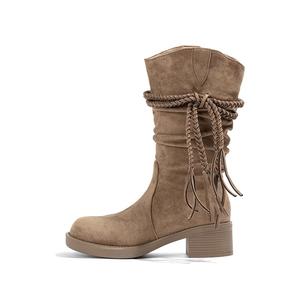 AFJI Женские полусапожки коричневые/хаки - хаки (короткие), цвет Khaki (Short)